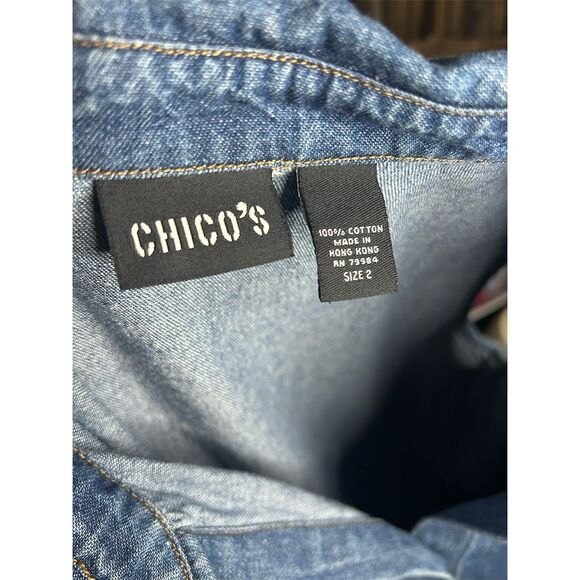 Chico's Vintage Denim Sleeveless Button-Down Dress Blue Size 16 - Picture 2 of 3